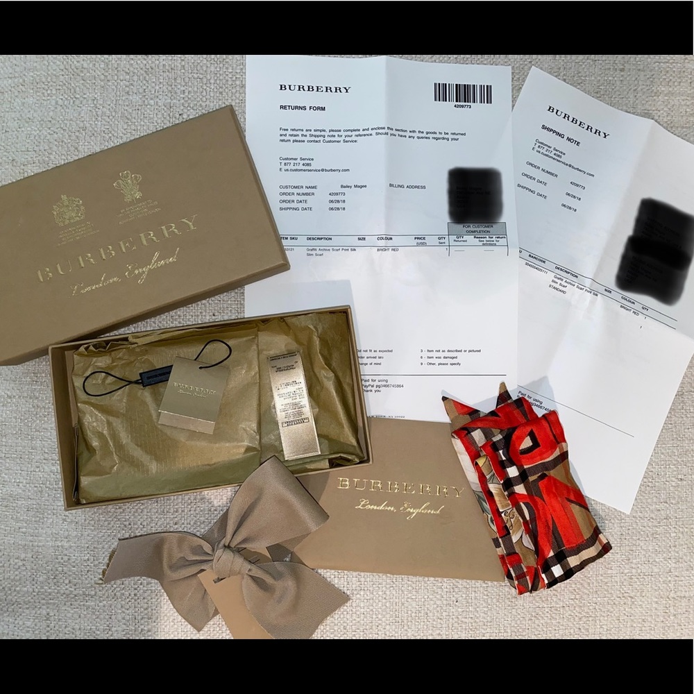 Burberry Graffitti Print Archive Silk Slim Scarf